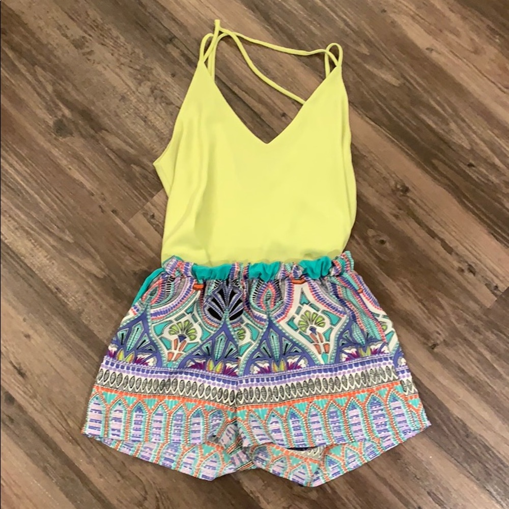 Neon Yellow Double Strap Tank Size Medium